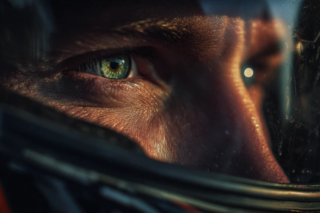 Intense Racing Eyes Focus Close Up Dramatic