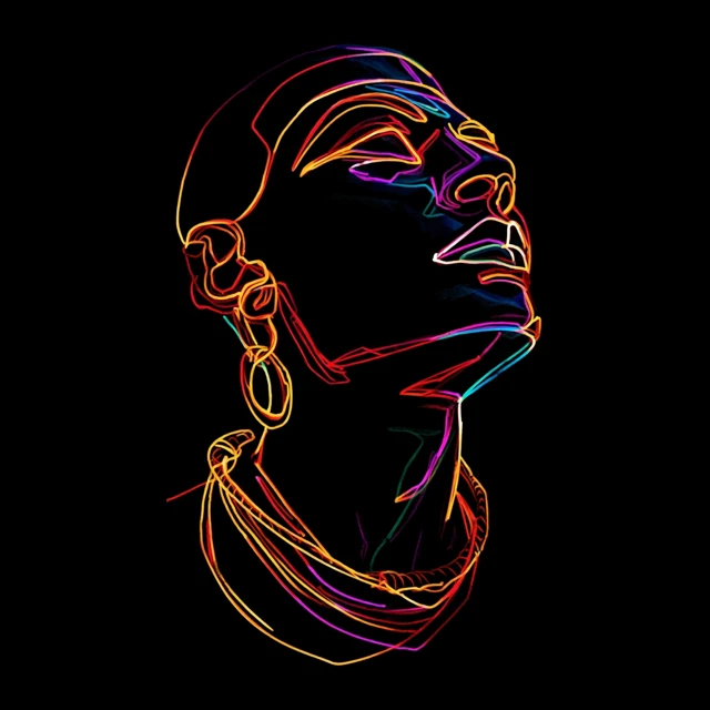 Neon Pharaoh Face Minimalist Art