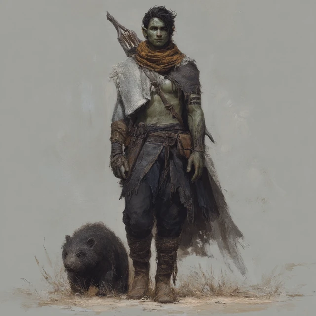 Half Orc Ranger Illustration Fantasy Character Art