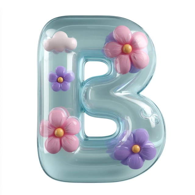 Inflatable Letter B with Flowers and Clouds Toy Aesthetic