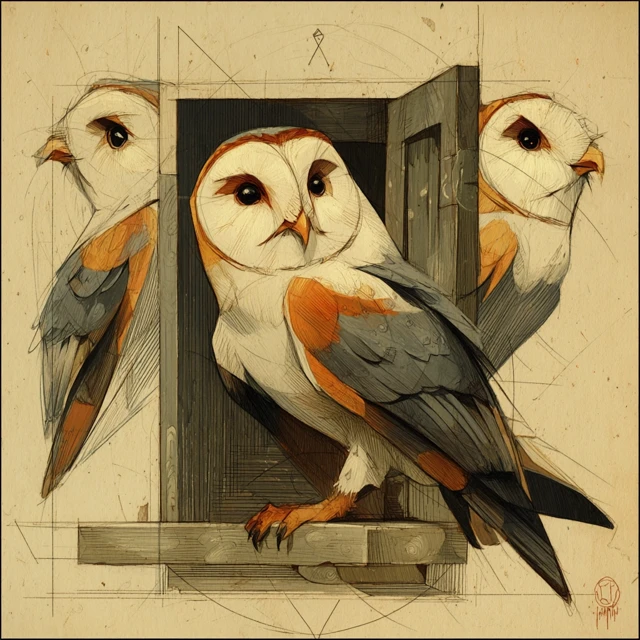 Retro Owl Drawing Vintage Animation Style
