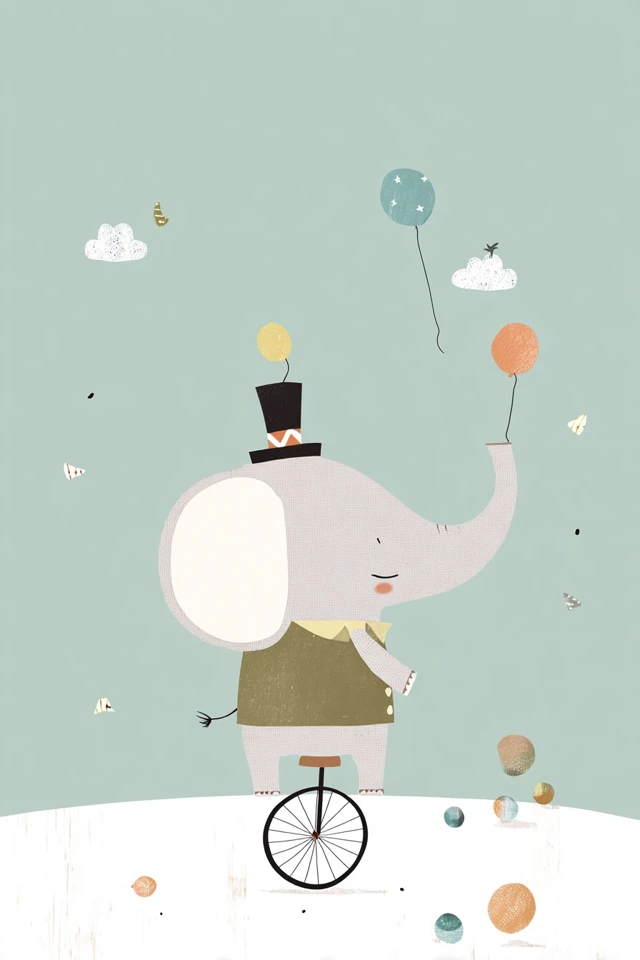 Circus Elephant Fun Retro Illustration