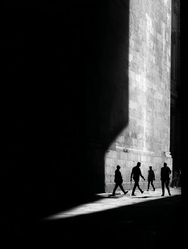 City Silhouettes Contrasting Architecture and People