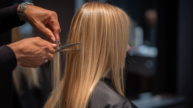 Haircut Blonde Woman Salon Professional Hairdresser