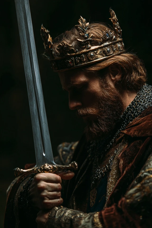 Medieval King With Sword A Regal Portrait