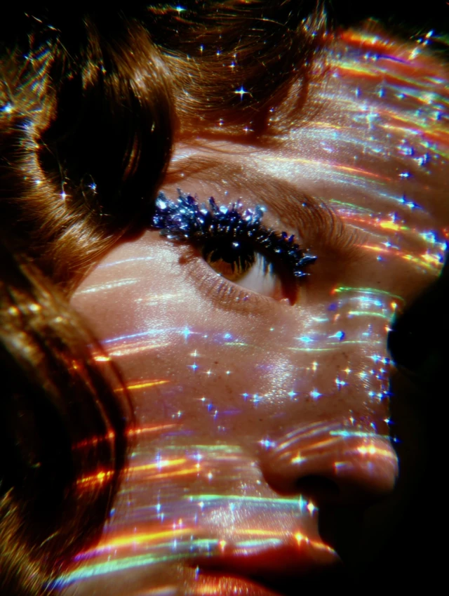 Close-Up Eye with Zodiacal Light Iris