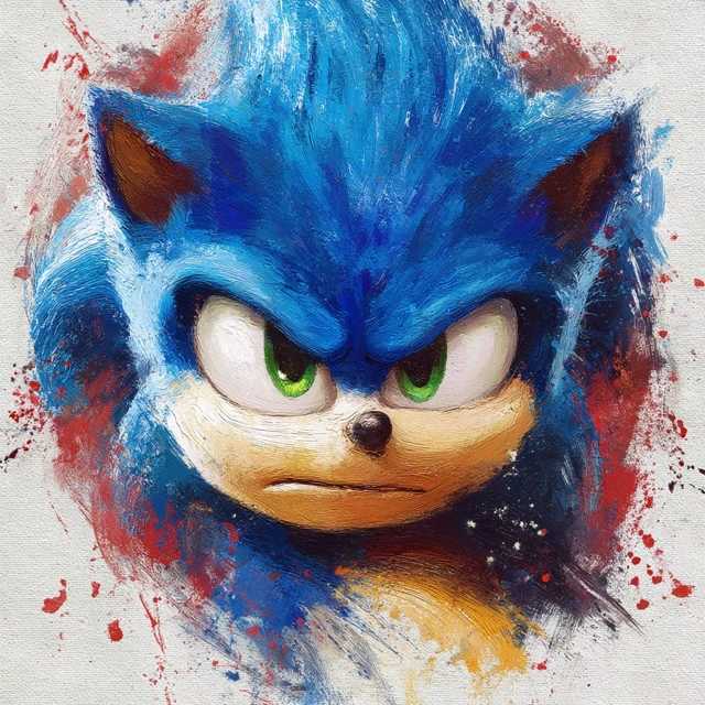 Sonic the Hedgehog Oil Painting