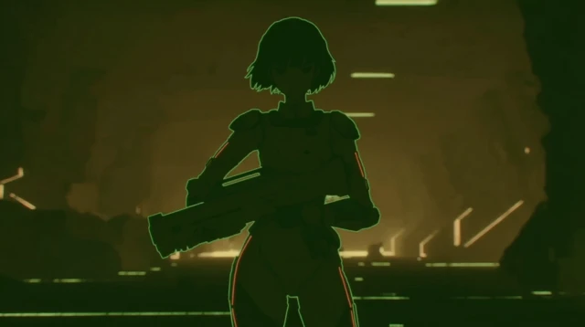 Sci-Fi Space Soldier in Abandoned Spaceship