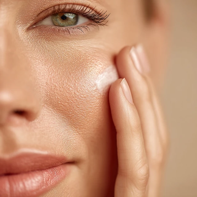 Skincare Routine Close Up Applying Face Cream