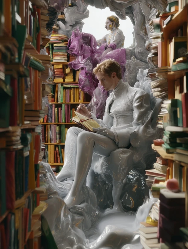 Surreal Library Scene Tim Walker Style