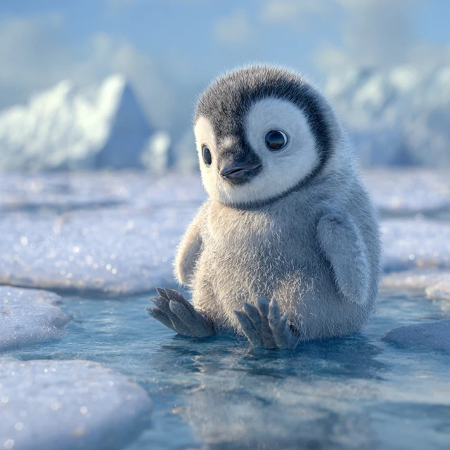 Cute Baby Penguin in Antarctic Waters