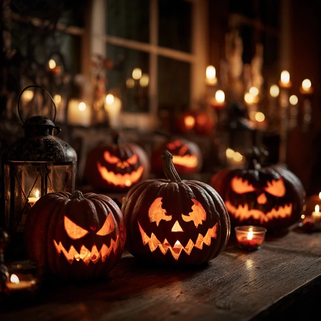 Halloween Pumpkins Carved Scary Faces