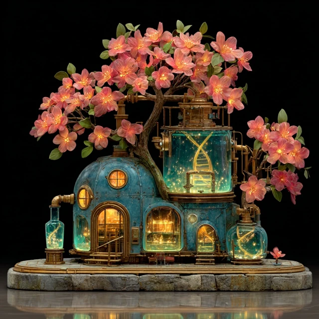 Steampunk Victorian Lab with Crystal Trees