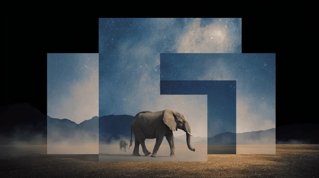 Dreamscape Elephant with Stars: Surreal Photography