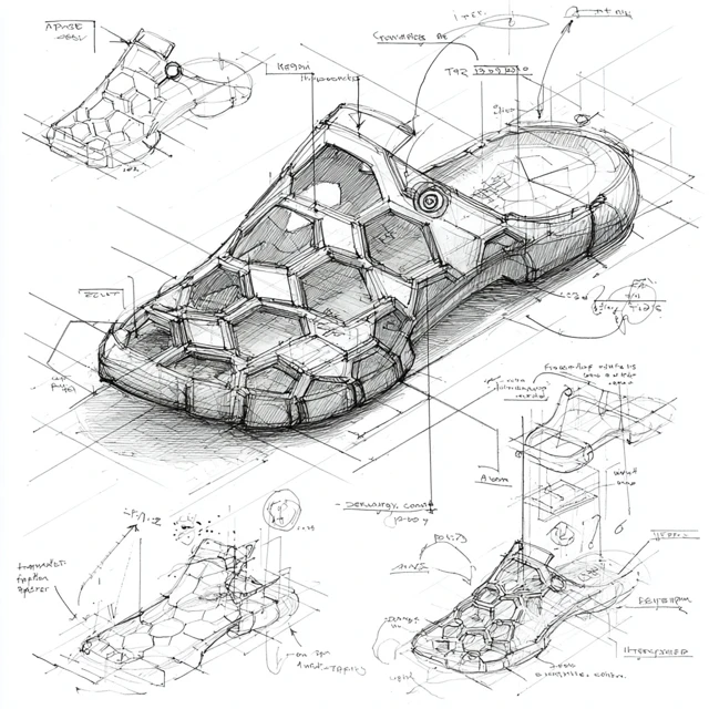 Womens Lattice Architectural Slides Blueprint Sketch