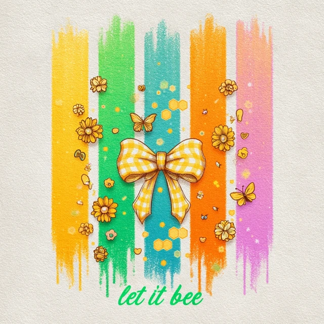 Cute Neon Bee Design TShirt Let it Bee Bow Flowers