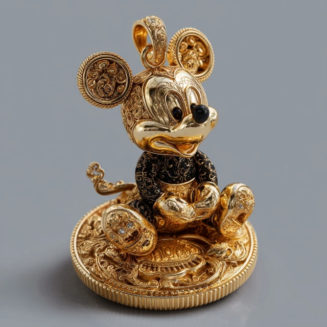 Gold Mickey Mouse Brooch Jewelry Design