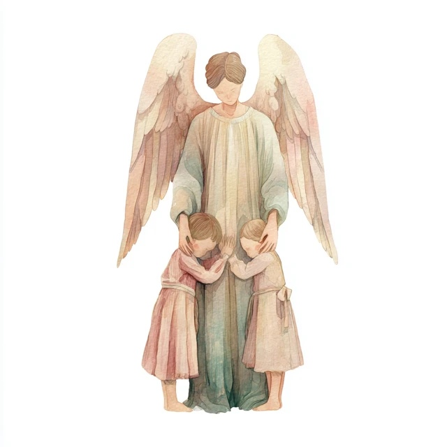 Guardian Angel Illustration for Baby Room Decor