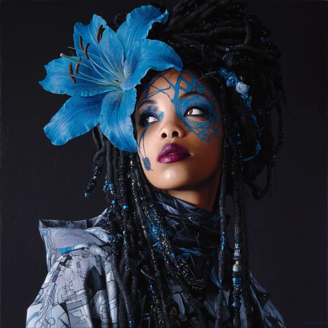 Afro Asian Woman Oil Painting Fantasy Art