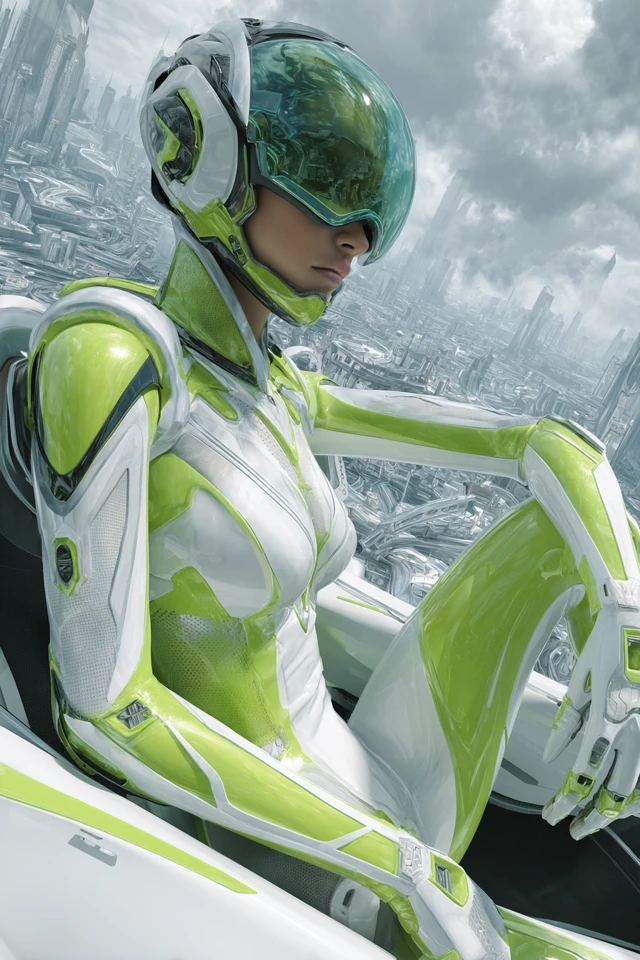 Futuristic Pilot in HighTech Cockpit SciFi Art