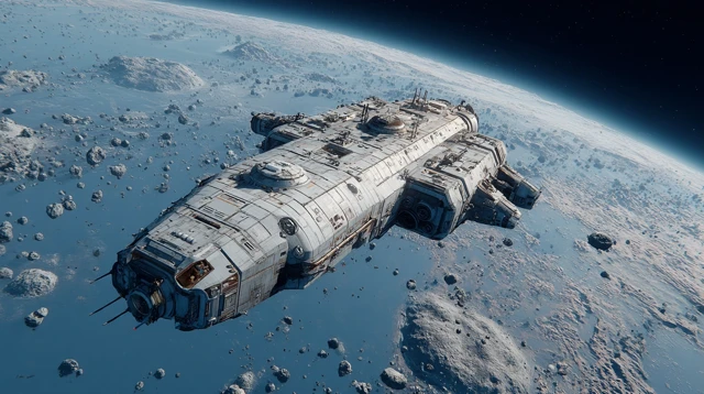 Space Dock on Asteroid in Space