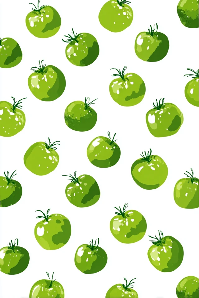 Green Tomato Sticker Design Gouache Art
