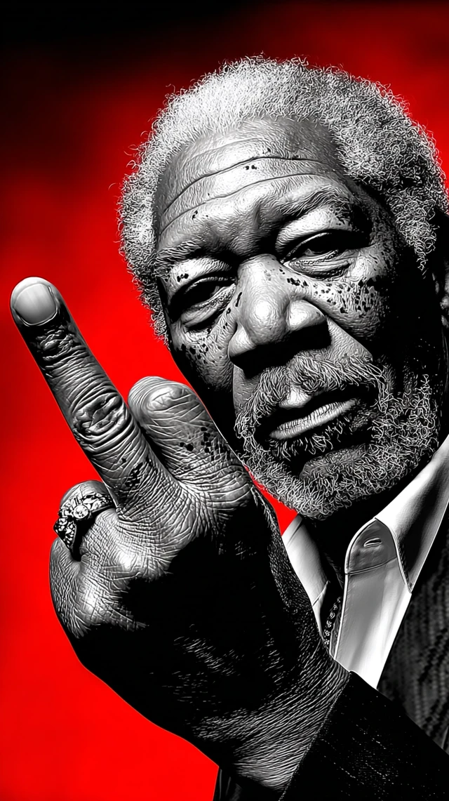 Morgan Freeman Flip Off Comic Style Art