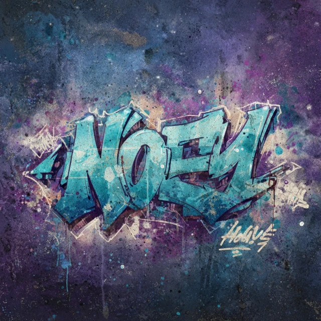 Noey Graffiti Art Blues and Purples