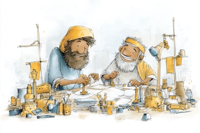 Bezalel and Oholiab Tabernacle Artisans Illustration