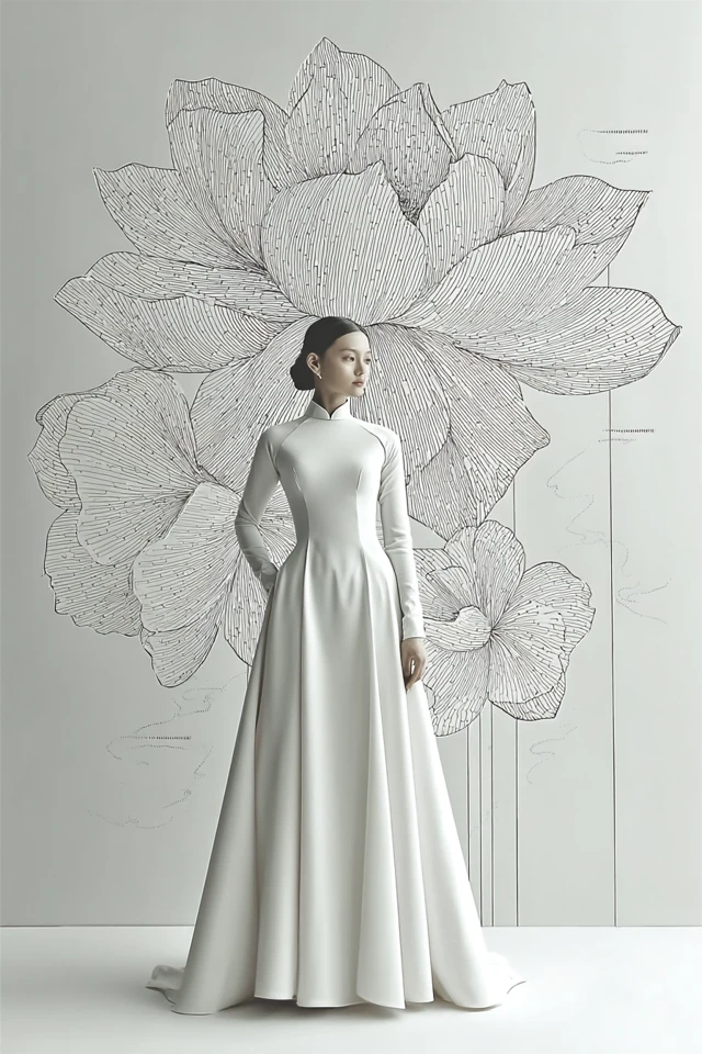 Elegant Ao Dai Vietnamese Traditional Fashion Art