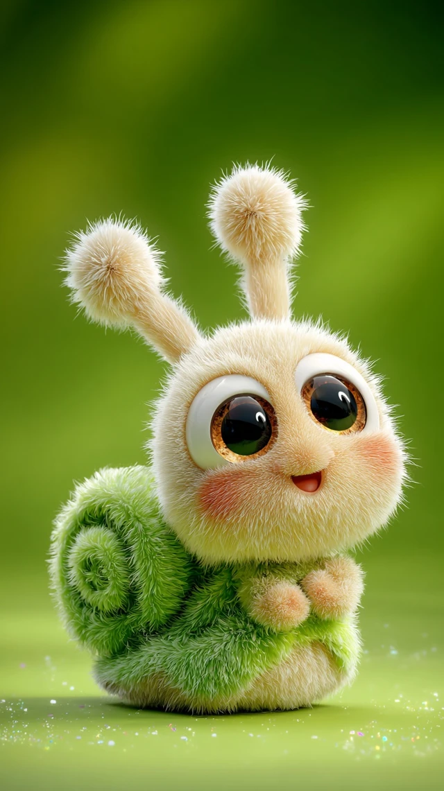 Cute Fluffy Snail 3D Illustration