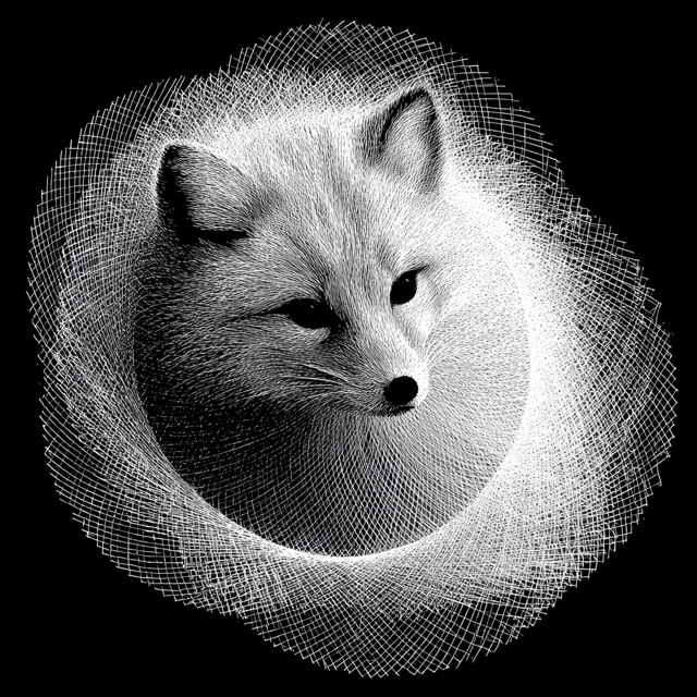 Arctic Fox Spirograph Black and White Art
