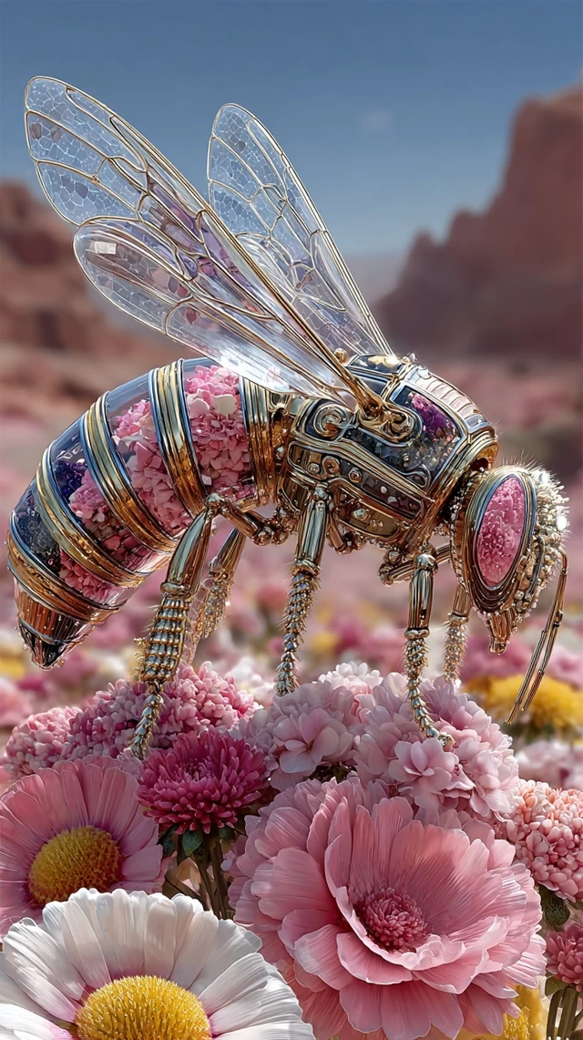 Surreal Bee on Flowers Digital Art