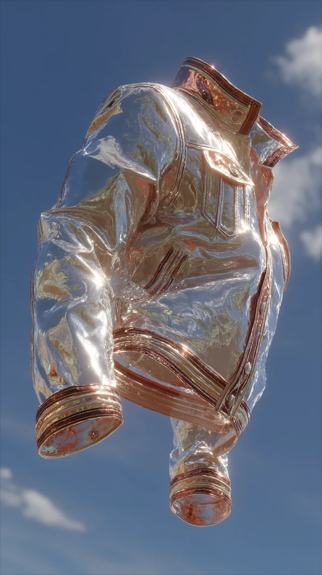 Futuristic Metallic Jacket Against Sky