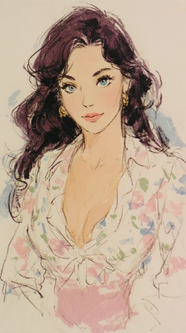 Don Bluth Style Portrait of a Beautiful Female Model