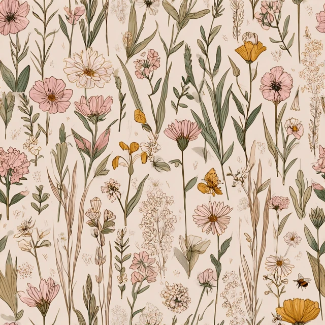 Wildflower Garden Pattern Seamless Repeat Design
