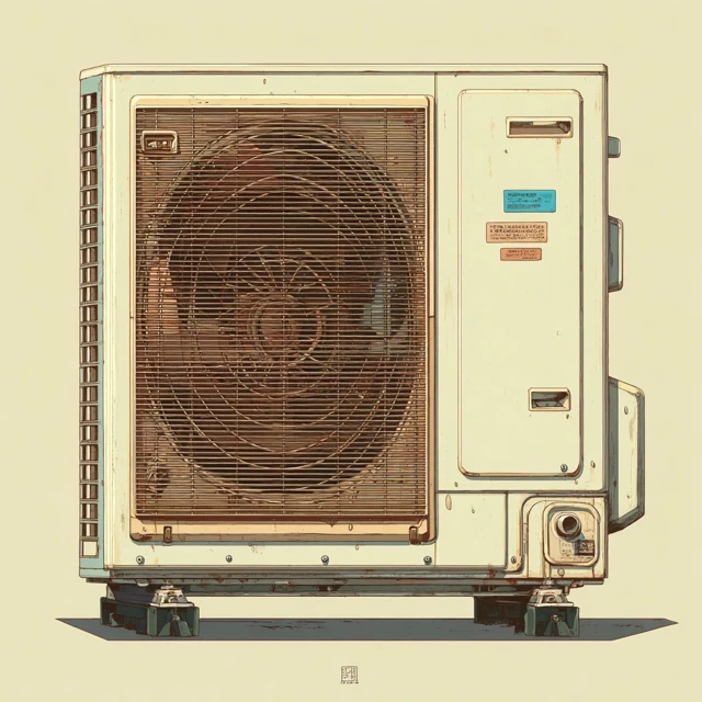 Anime AC Unit Illustration Nostalgic Texture