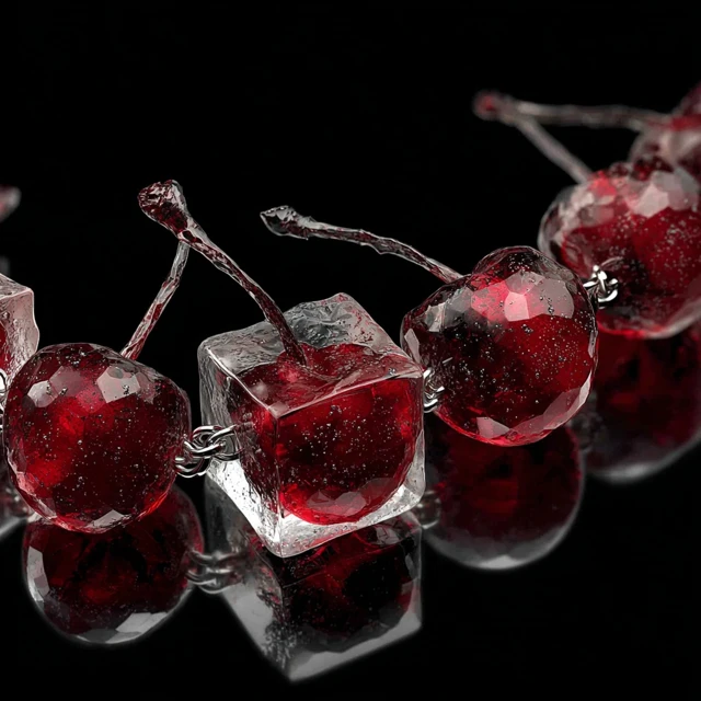 Frozen Cherry Necklace Hyperrealistic Jewelry Design