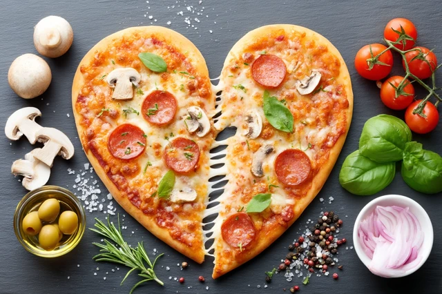 Heart Shaped Pepperoni Pizza Delicious Food