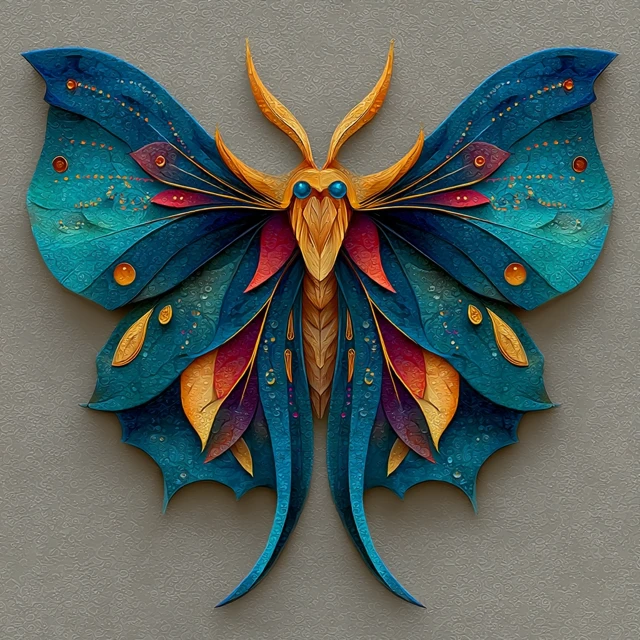 Abstract Luna Moth Elegant Fancy Artwork