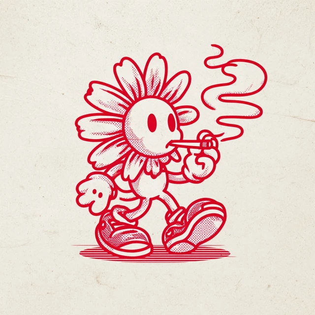 Vintage Cartoon Flower Mascot Retro TShirt Design