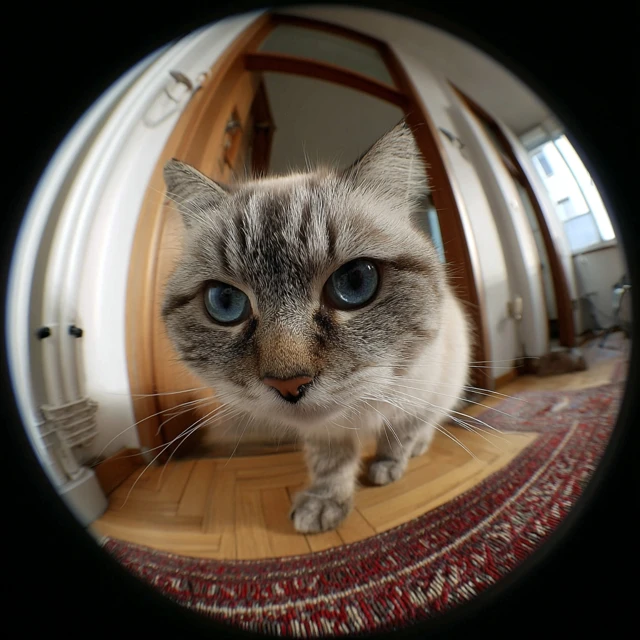 Fisheye Cat Perspective Realistic Photo