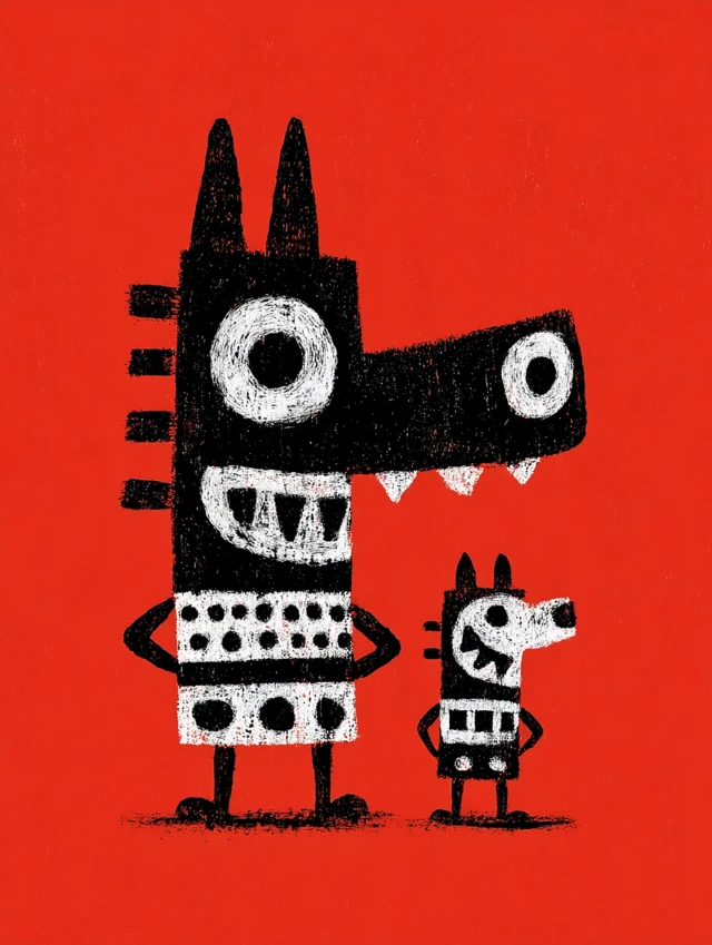 Dogon Art Inspired Illustration Of Dogs