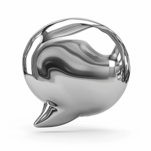 3D Chrome Speech Bubble Futuristic Minimalist Design