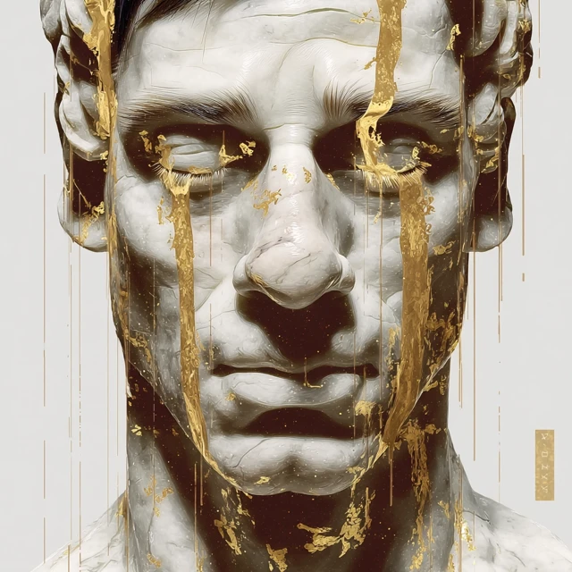 Marble Statue with Golden Tears Digital Art