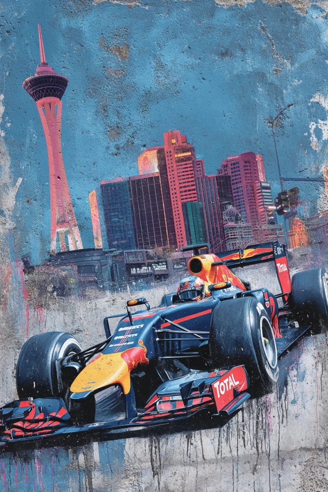 Banksy Formula 1 Racing in Las Vegas Graffiti Art