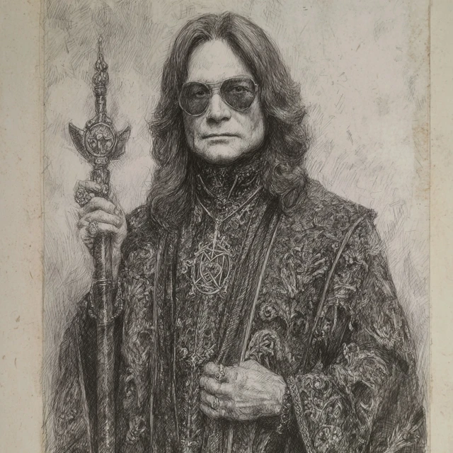Ozzy Osbourne Fantasy Wizard Pencil Sketch