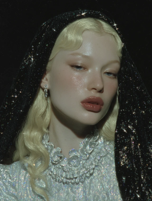 Baroque Aristocratic Woman with Veil and Stars