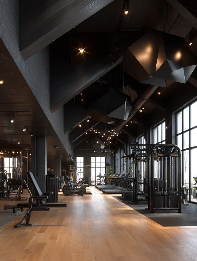 Modern Gym Interior with Geometric Design
