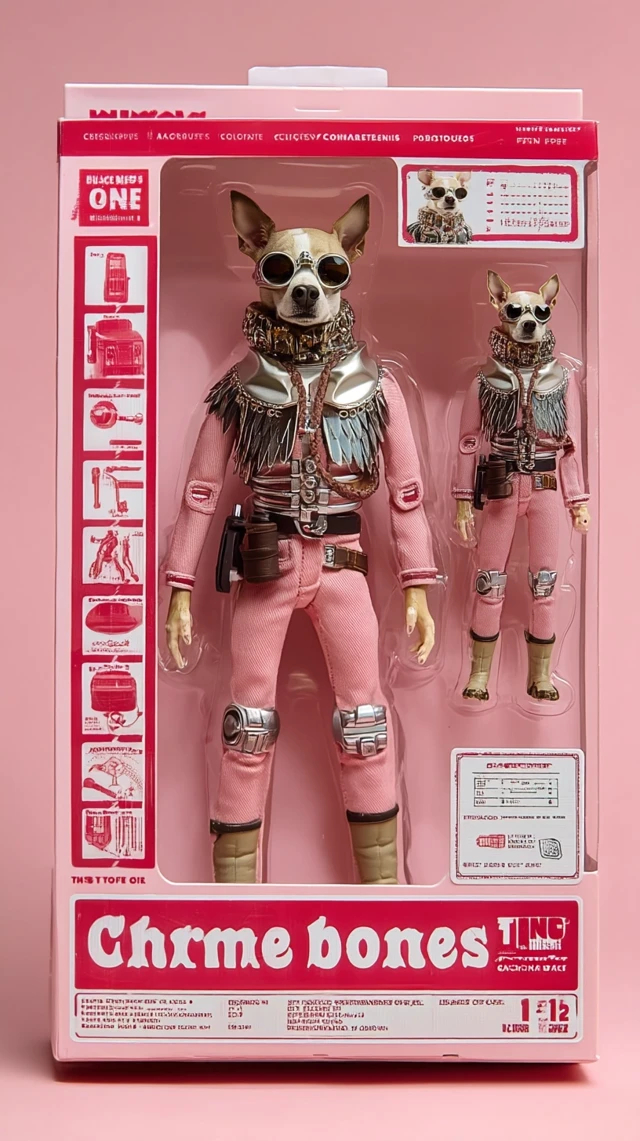 Chrome Bones Action Figure: 80s Style Chihuahua